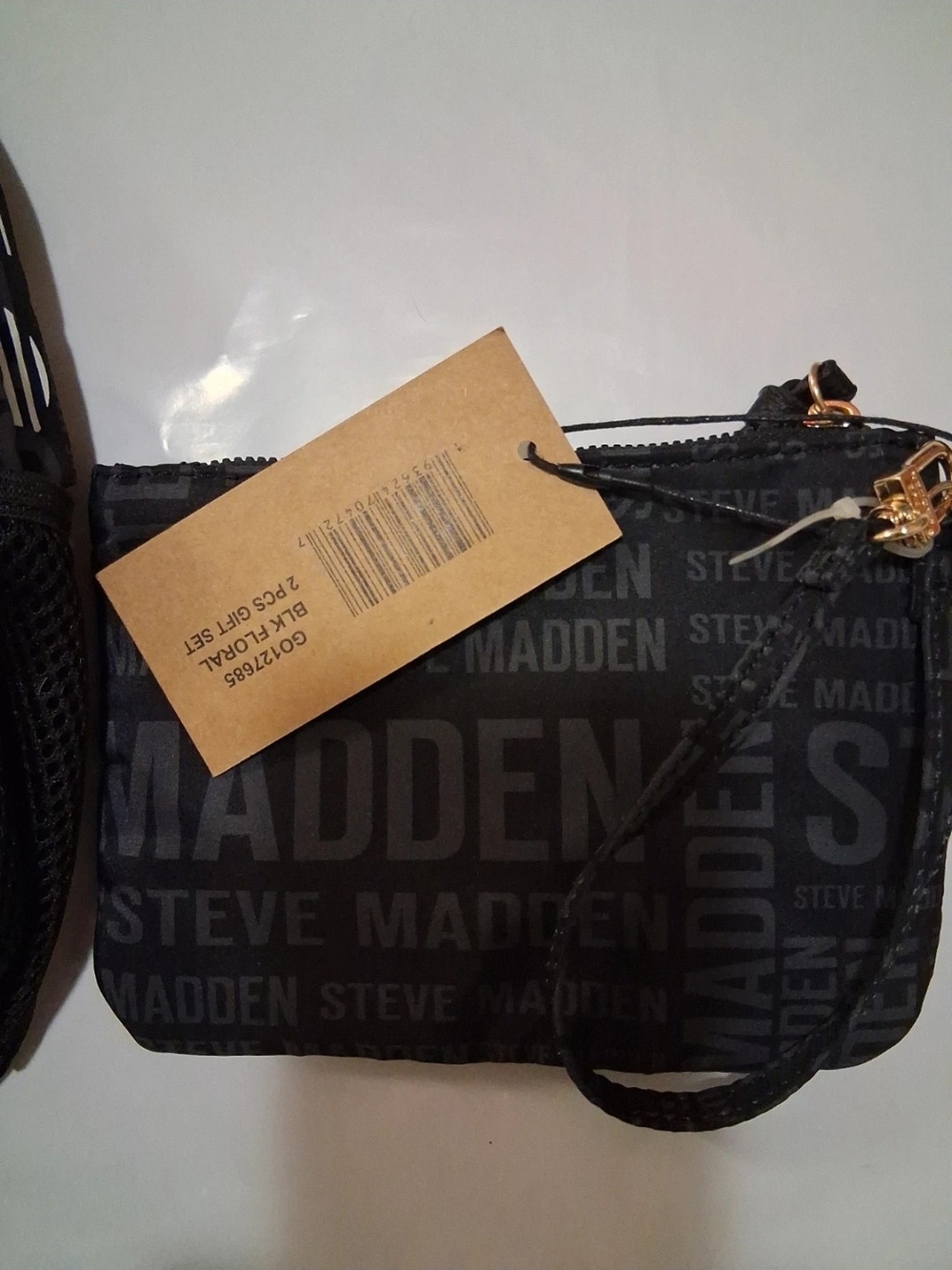 Steve Madden Black Floral Mini Backpack with Floral Zip Pouch - Picture 5 of 5